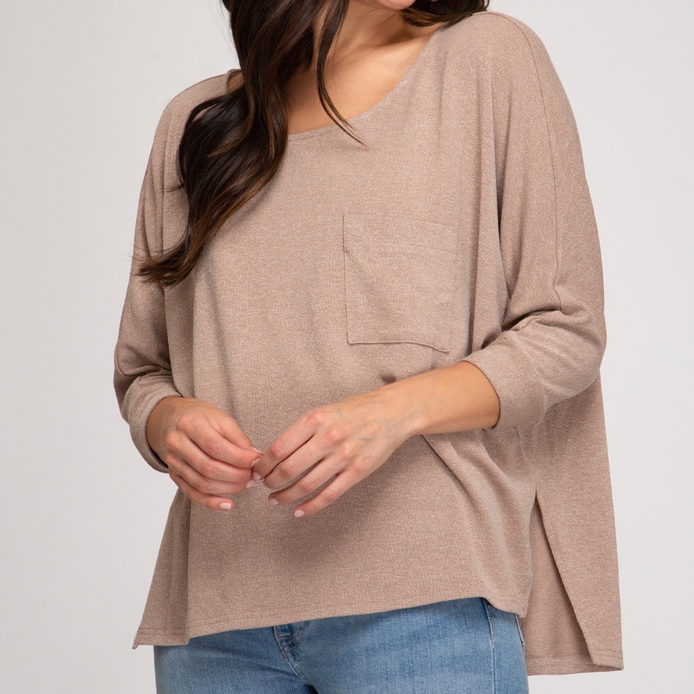 New!! She + Sky Oversized Knit Top Mocha M